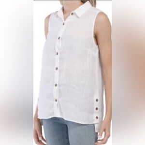 Jones New York White Button-Down‎ Shirt women size xl 100 Linen